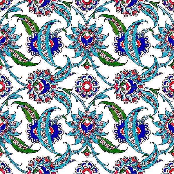 20x20 AC-1 Hancer Yaprak Desenli Cini Karo, Kütahya çinisi, Cami çinileri, Türk hamamı, arabic mosque, Banyo dekorasyon, fiyatları, örnekler