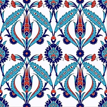 AC-2 Kırmızı Lale Desenli Cini Seramik Karo, Kütahya çinisi, Cami çinileri, Türk hamamı, arabic mosque, Banyo dekorasyon, fiyatları, örnekleri
