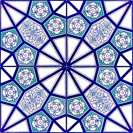 AC-3 A Geometrik Mavi Desen Cini Karo, Kütahya çinisi, iznik çini, Cami çinileri, Türk hamamı, arabic mosque, Banyo dekorasyon, fiyatları, örnekleri