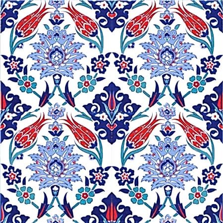 20X20 Cm Ac 4 İznik Lale Desen Kütahya Çini Karo Seramik