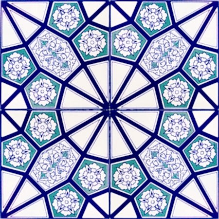 AC-3 A Geometrik Mavi Desen Cini Karo