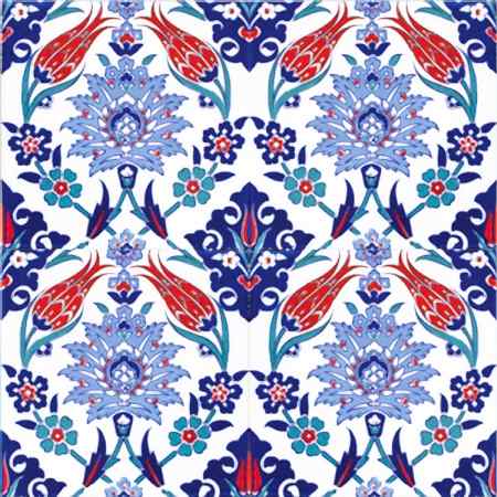 AC-4 Iznik Lale Desen Cini Karo, Kütahya çinisi, iznik çini, Cami çinileri, Türk hamamı, arabic mosque, Banyo dekorasyon, fiyatları, örnekleri tulip ottoman patterned iznik turkish ceramic tiles