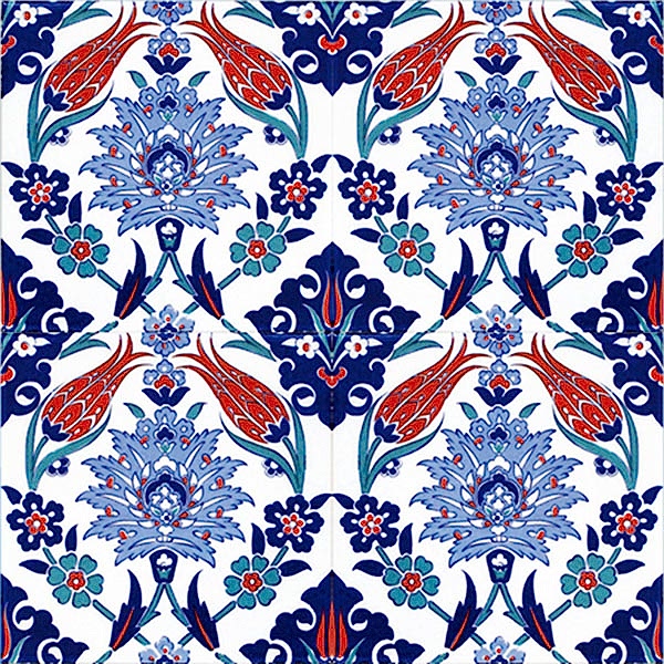 AC-4 Iznik Lale Desen Cini Karo, Kütahya çinisi, iznik çini, Cami çinileri, Türk hamamı, arabic mosque, Banyo dekorasyon, fiyatları, örnekleri tulip ottoman patterned iznik turkish ceramic tiles