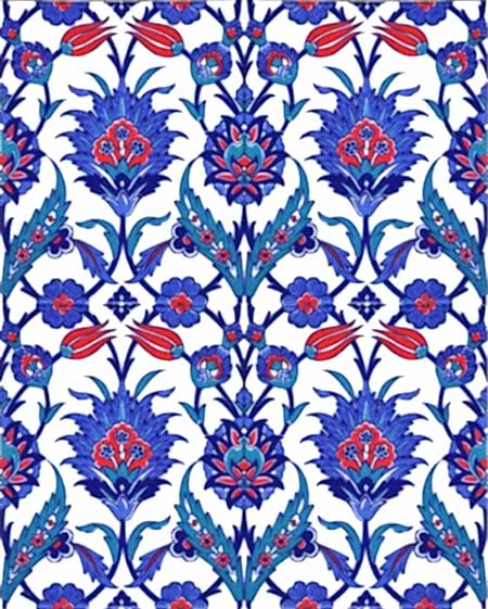 AC-1019 Mavi Çiçekli Çini Seramik Karo, Kütahya çinisi, Cami çinileri, Türk hamamı, arabic mosque, Banyo, otel dekorasyon, fiyatları, örnekleri