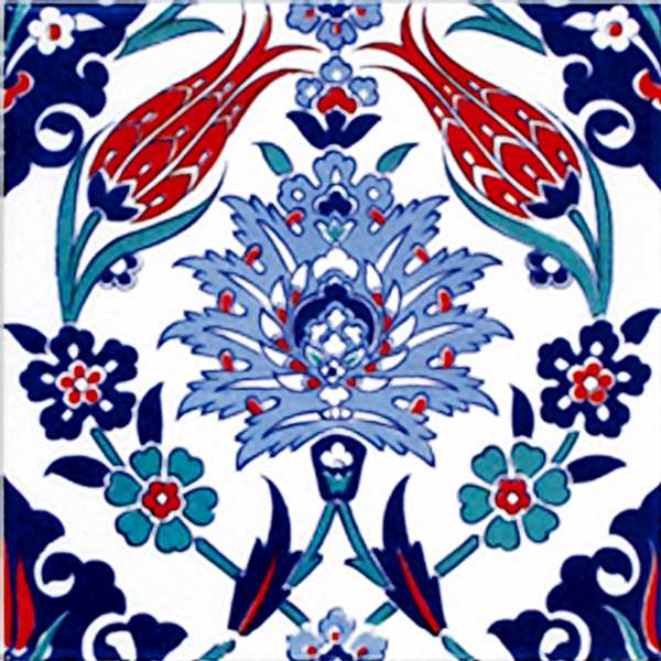 20X20 Cm Ac 4 İznik Lale Desen Kütahya Çini Karo Seramik