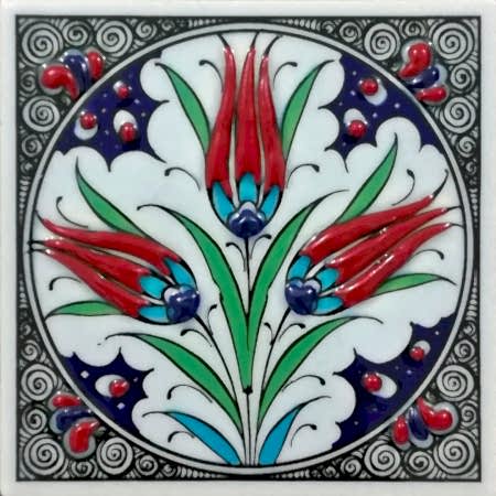 10x10 Kutahya Çinisi 4 Karanfil Desenli El Dekoru 02 Cini Pano iznik çinileri el yapımı çini karo türk çini sanatı desenleri osmanlı motifleri türk hamamı çini pano banyo mutfak çiniler seramik otel ev cami metro dekorasyon mosque masjid hand made interior ceramic tiles decoration turkısh bath bathroom fiyatları