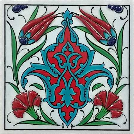 10x10 Kutahya Çinisi 4 Karanfil Desenli El Dekoru 02 Cini Pano iznik çinileri el yapımı çini karo türk çini sanatı desenleri osmanlı motifleri türk hamamı çini pano banyo mutfak çiniler seramik otel ev cami metro dekorasyon mosque masjid hand made interior ceramic tiles decoration turkısh bath bathroom fiyatları