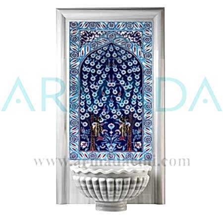80x120 622 Kobalt Hayat Ağacı Desenli Çini Türk Hamamı