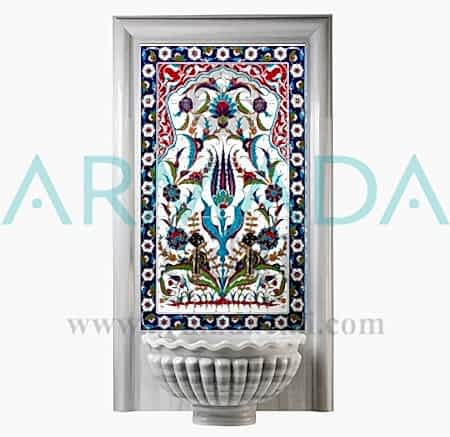 60x100 624 Hançer Lale Desen Türk Hamamı çini Pano