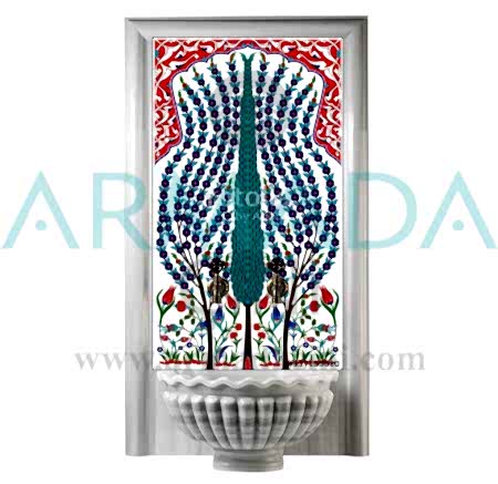 60x100 633 iznik Selvi Desenli Türk Hamamı çini Pano
