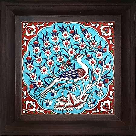 20x20 Kutahya Çini Turkuaz Tavus Kusu El Dekoru 211 Cini Pano iznik çinileri el yapımı çini karo türk çini sanatı desenleri osmanlı motifleri türk hamamı çini pano banyo mutfak çiniler seramik otel ev cami metro dekorasyon mosque masjid hand made interior ceramic tiles decoration turkısh bath bathroom fiyatları