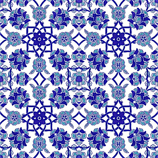 20x20 AC-10 Selcuk Mavi Cicek Desenli Cini Karo Turkish bathrom kitchen tiles ceramic decrations