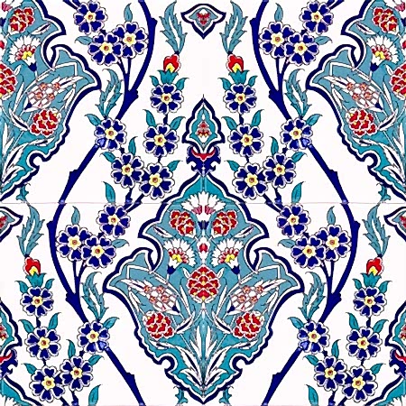 AC-13 Cicek Desenli Cini Seramik Karo Floral patterned design interior wall tiles ceramic mosque masjid
