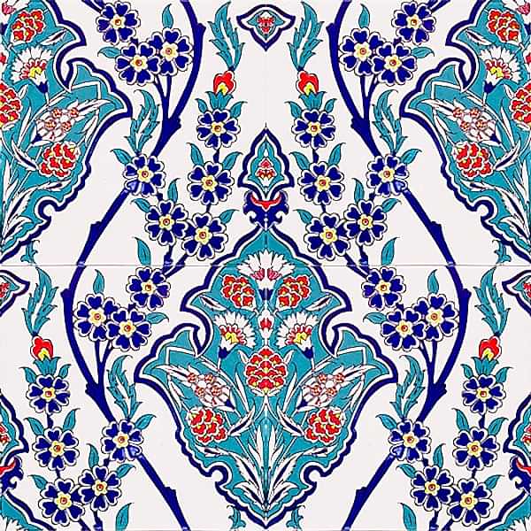 AC-13 Cicek Desenli Cini Seramik Karo Floral patterned design interior wall tiles ceramic mosque masjid