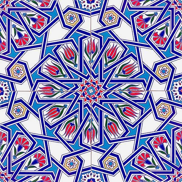 20x20 AC-17 Geometrik Desen Cini Seramik Karo İslamic art ceramic mosque tile decorations