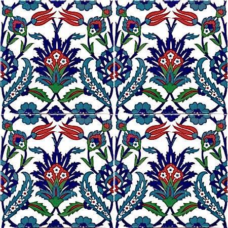 AC-19 Laleli Desen Osmanlı Cini Seramik Karo tulip patterned wall tiles ceramic turkish mosque masjid