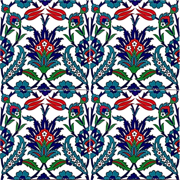 AC-19 Laleli Desen Osmanlı Cini Seramik Karo tulip patterned wall tiles ceramic turkish mosque masjid