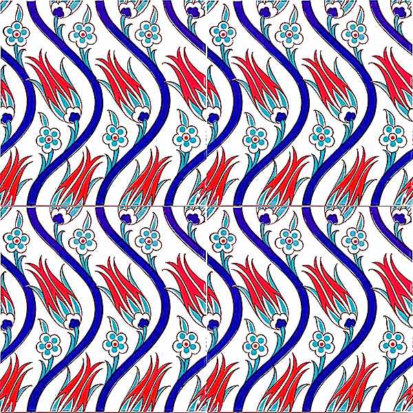 AC-20 Lale Desenli Cini Seramik Karo tulip patterned turkish ceramic floral tiles decor