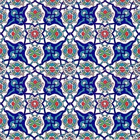 AC-27 Rumi Desenli Cini Karo rumi patterned mosque masjid ceramic tile intrior