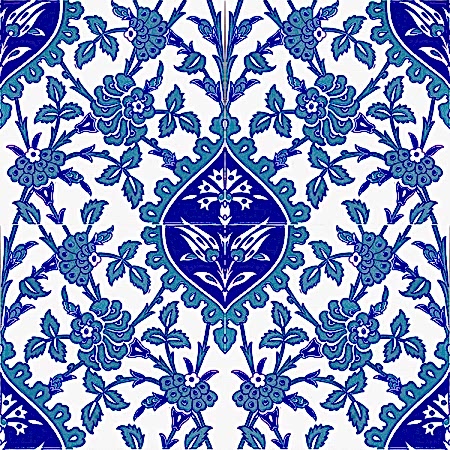 AC-42 Mavi Beyaz Ciçekli Desen Cini Karo Blue white floral pattern ottoman turkish bathrom ceramic tiles