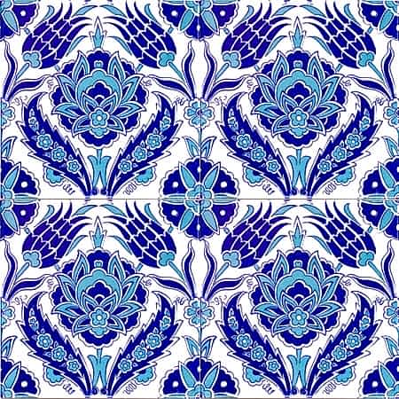 Lale Desen Mavi Beyaz Cini Karo İznik tiles ceramic mosque hotel decoration interrior