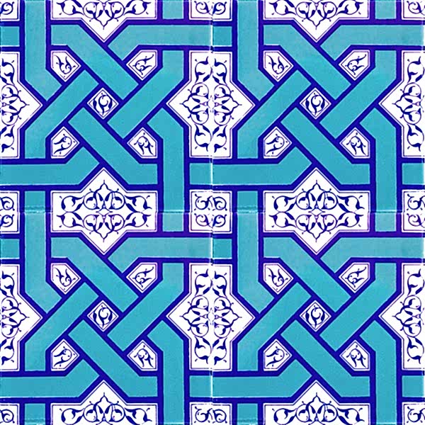 AC-6 Selcuklu Turkuaz Zincir Gecme Desenli Cini Karo Turkish ceramic wall tiles decorations