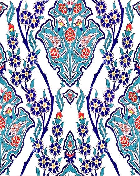 AC-1013 Karanfil Desenli Çini Seramik Karo, Kütahya çinisi, Cami çinileri, Türk hamamı, arabic mosque, Banyo, otel dekorasyon, fiyatları, örnekleri