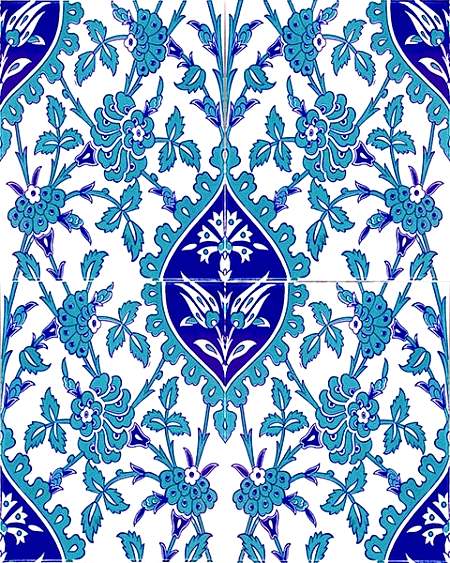 AC-1042 Mavi Beyaz Çini Seramik Karo, Kütahya çinisi, Cami çinileri, Türk hamamı, arabic mosque, Banyo, otel dekorasyon, fiyatları, örnekleri