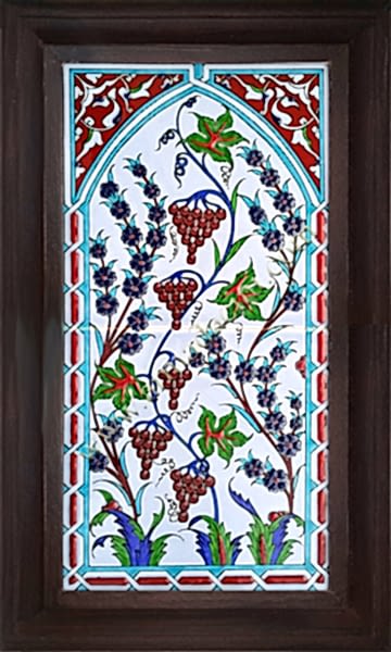 20x40 Kutahya Çinisi Uzum Desenli El Dekoru 156 Cini Pano iznik çinileri el yapımı çini karo türk çini sanatı desenleri osmanlı motifleri türk hamamı çini pano banyo mutfak çiniler seramik otel ev cami metro dekorasyon mosque masjid hand made interior ceramic tiles decoration turkısh bath bathroom fiyatları