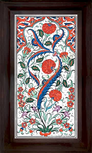 20x40 iznik Tek Hancer Yaprak Çini Desenli El Dekoru 160 Cini Pano iznik çinileri el yapımı çini karo türk çini sanatı desenleri osmanlı motifleri türk hamamı çini pano banyo mutfak çiniler seramik otel ev cami metro dekorasyon mosque masjid hand made interior ceramic tiles decoration turkısh bath bathroom fiyatları