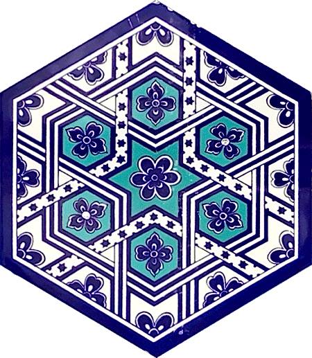 AL-7 Türkmen Altıgen Cini Seramik Karo, Kutahya çinisi, İznik çinileri, Türk hamamı, mosque, Banyo, otel dekorasyon fiyatları, hexagon tile, decorations,