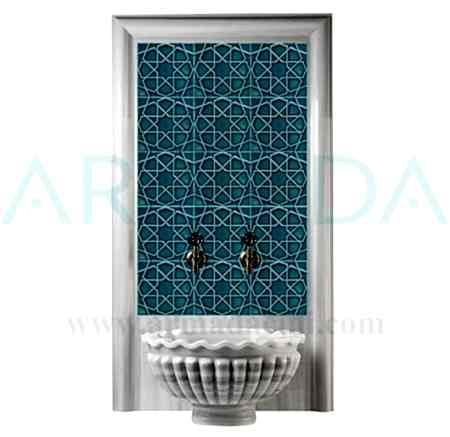 20x20 Turkuaz Selçuk Yıldızı Seramik Rölyefli Çini Karo