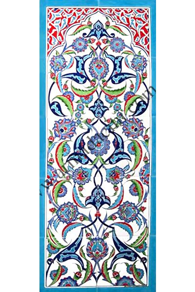 40x100 iznik Rumi Desenli El Dekoru 701 Ciniler Kütahya ve iznik çinileri el yapımı çini karo türk çini sanatı desenleri osmanlı motifleri türk hamamı çini pano banyo mutfak çiniler seramik otel ev cami metro dekorasyon mosque masjid hand made interior ceramic tiles decoration turkısh bath bathroom fiyatları satıcıları