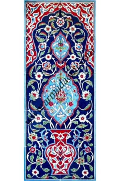 40x100 Kutahya Rumi Cini Desenli El Dekoru 704 Kütahya ve iznik çinileri el yapımı çini karo türk çini sanatı desenleri osmanlı motifleri türk hamamı çini pano banyo mutfak çiniler seramik otel ev cami metro dekorasyon mosque masjid hand made interior ceramic tiles decoration turkısh bath bathroom fiyatları satıcıları