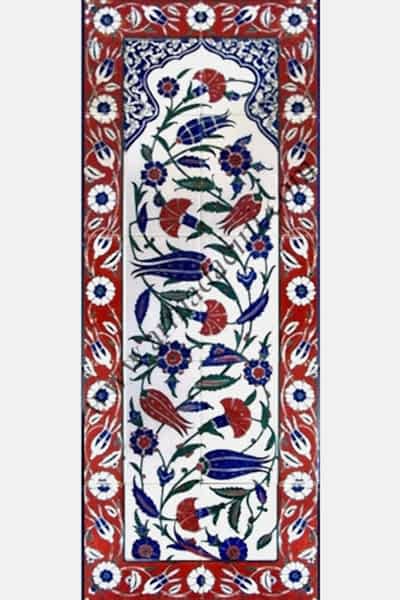 40x100 iznik Cini Lalesi Desenli Eldekoru 707 Kütahya ve iznik çinileri el yapımı çini karo türk çini sanatı desenleri osmanlı motifleri türk hamamı çini pano banyo mutfak çiniler seramik otel ev cami metro dekorasyon mosque masjid hand made interior ceramic tiles decoration turkısh bath bathroom fiyatları satıcıları