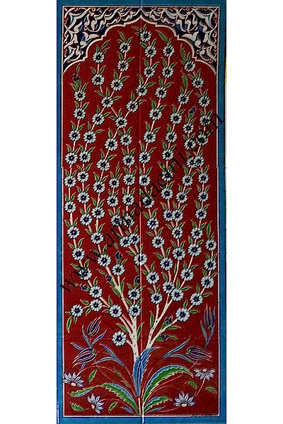 40x100 Kırmızılı Hayat Agacı Cini Desenli Eldekoru 708 Kütahya ve iznik çinileri el yapımı çini karo türk çini sanatı desenleri osmanlı motifleri türk hamamı çini pano banyo mutfak çiniler seramik otel ev cami metro dekorasyon mosque masjid hand made interior ceramic tiles decoration turkısh bath bathroom fiyatları