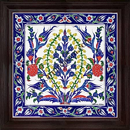 40x40 Sarı Sumbul Çini Desenli El Dekoru 402 Pano Cini Pano iznik çinileri el yapımı çini karo türk çini sanatı desenleri osmanlı motifleri türk hamamı çini pano banyo mutfak çiniler seramik otel ev cami metro dekorasyon mosque masjid hand made interior ceramic tiles decoration turkısh bath bathroom fiyatları