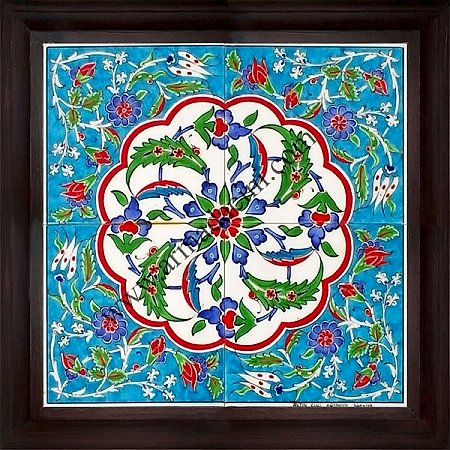 40x40 iznik Çini Donence Desenli El Dekoru 403 Cini Pano iznik çinileri el yapımı çini karo türk çini sanatı desenleri osmanlı motifleri türk hamamı çini pano banyo mutfak çiniler seramik otel ev cami metro dekorasyon mosque masjid hand made interior ceramic tiles decoration turkısh bath bathroom fiyatları
