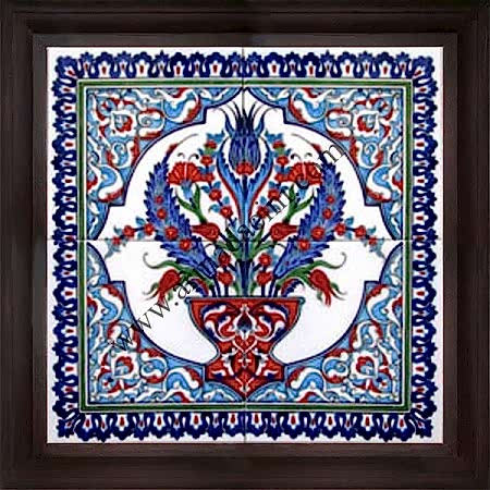 40x40 Kutahya Rumili Saksılı Hancerli Çini El Dekoru 409 Cini Pano iznik çinileri el yapımı çini karo türk çini sanatı desenleri osmanlı motifleri türk hamamı çini pano banyo mutfak çiniler seramik otel ev cami metro dekorasyon mosque masjid hand made interior ceramic tiles decoration turkısh bath bathroom fiyatları