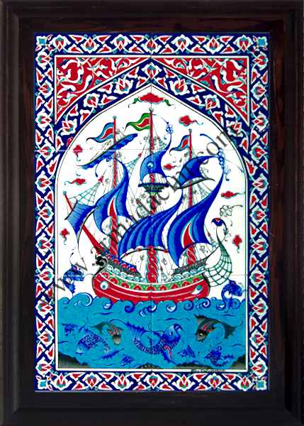 40x60 Osmanlı iznik Kalyon Çini Desenli El Dekoru 501 Cini Pano Kütahya çinileri el yapımı çini karo türk çini sanatı desenleri osmanlı motifleri türk hamamı çini pano banyo mutfak çiniler seramik otel ev cami metro dekorasyon mosque masjid hand made interior ceramic tiles decoration turkısh bath bathroom fiyatları