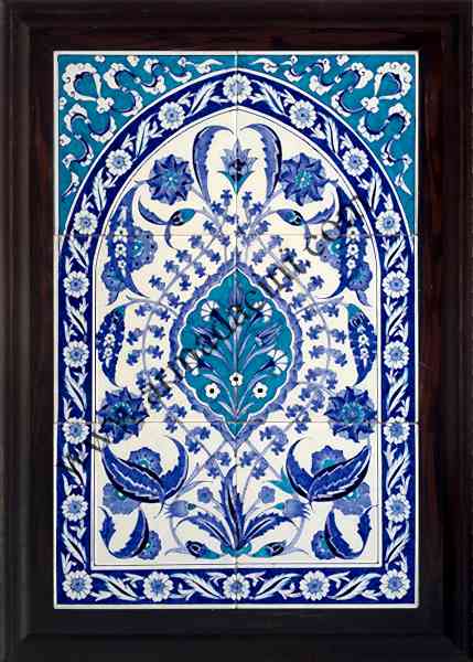 40x60 iznik Çinileri Mavi Beyaz Desenli El Dekoru 505 Cini Pano Kütahya çinileri el yapımı çini karo türk çini sanatı desenleri osmanlı motifleri türk hamamı çini pano banyo mutfak çiniler seramik otel ev cami metro dekorasyon mosque masjid hand made interior ceramic tiles decoration turkısh bath bathroom fiyatları