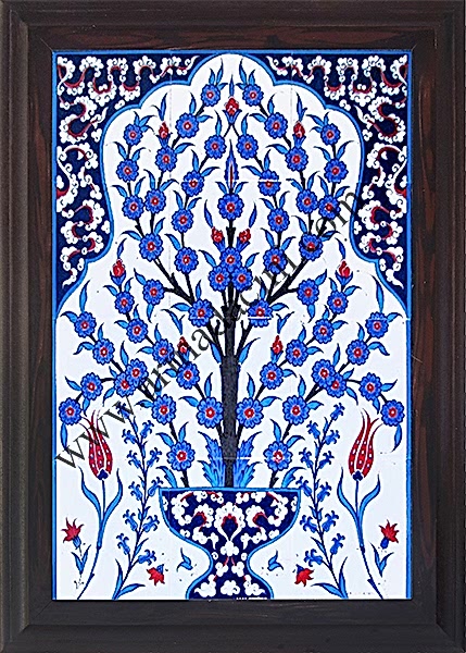 40x60 iznik Çini Mavi Hayat Agacı Desenli El Dekoru 506 Kütahya ve iznik çinileri el yapımı çini karo türk çini sanatı desenleri osmanlı motifleri türk hamamı çini pano banyo mutfak çiniler seramik otel ev cami metro dekorasyon mosque masjid hand made interior ceramic tiles decoration turkısh bath bathroom fiyatları