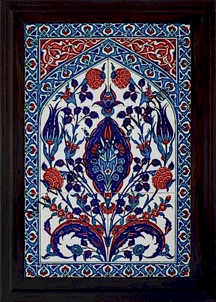 40x60 Kutahya Çini Mavi Kemerli El Dekoru 509 Cini Pano Kütahya ve iznik çinileri el yapımı çini karo türk çini sanatı desenleri osmanlı motifleri türk hamamı çini pano banyo mutfak çiniler seramik otel ev cami metro dekorasyon mosque masjid hand made interior ceramic tiles decoration turkısh bath bathroom fiyatları