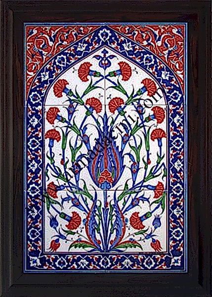 40x60 iznik Kemerli Karanfil Çini Desenli Eldekoru 512 Kütahya ve iznik çinileri el yapımı çini karo türk çini sanatı desenleri osmanlı motifleri türk hamamı çini pano banyo mutfak çiniler seramik otel ev cami metro dekorasyon mosque masjid hand made interior ceramic tiles decoration turkısh bath bathroom fiyatları