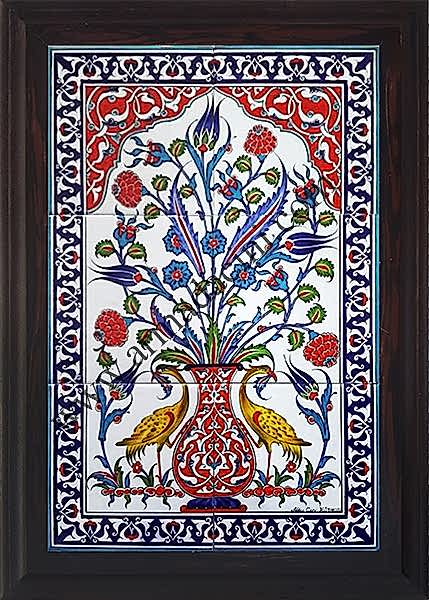 40x60 Sülün Kuslu Çini Desenli Eldekoru 513 Pano Kütahya ve iznik çinileri el yapımı çini karo türk çini sanatı desenleri osmanlı motifleri türk hamamı çini pano banyo mutfak çiniler seramik otel ev cami metro dekorasyon mosque masjid hand made interior ceramic tiles decoration turkısh bath bathroom fiyatları