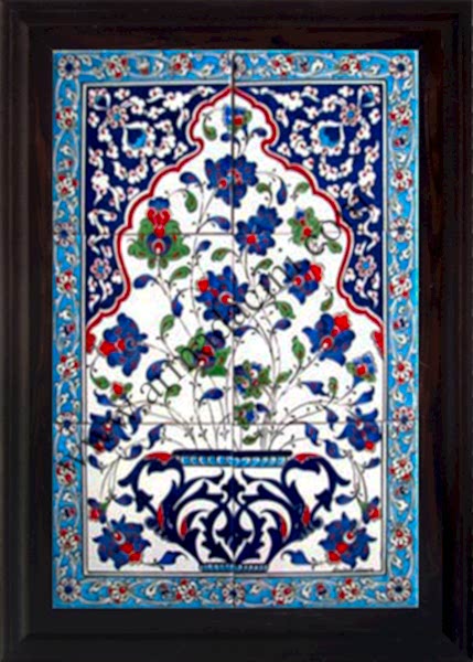40x60 Kutahya Rumi Desenli El Dekoru 515 Cini Pano Kütahya ve iznik çinileri el yapımı çini karo türk çini sanatı desenleri osmanlı motifleri türk hamamı çini pano banyo mutfak çiniler seramik otel ev cami metro dekorasyon mosque masjid hand made interior ceramic tiles decoration turkısh bath bathroom fiyatları