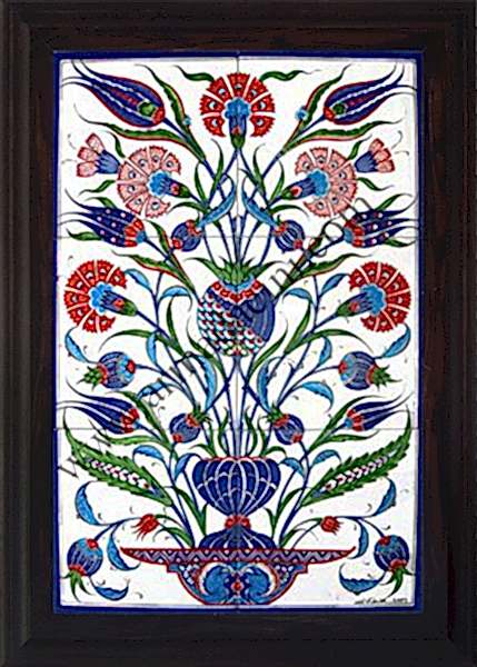 40x60 iznik Lale Karanfil Çini Desenli Eldekoru 517 Kütahya ve iznik çinileri el yapımı çini karo türk çini sanatı desenleri osmanlı motifleri türk hamamı çini pano banyo mutfak çiniler seramik otel ev cami metro dekorasyon mosque masjid hand made interior ceramic tiles decoration turkısh bath bathroom fiyatları