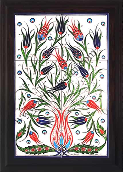 40x60 iznik Laleleri Beyaz Zemin Eldekoru 522 Cini Pano Kütahya ve iznik çinileri el yapımı çini karo türk çini sanatı desenleri osmanlı motifleri türk hamamı çini pano banyo mutfak çiniler seramik otel ev cami metro dekorasyon mosque masjid hand made interior ceramic tiles decoration turkısh bath bathroom fiyatları
