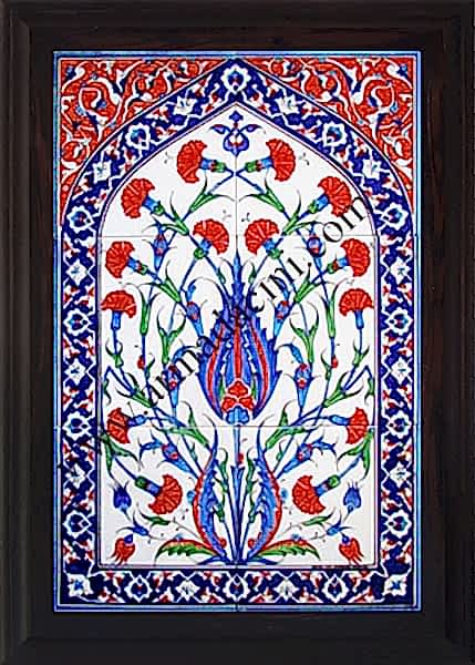 40x60 iznik Karanfil Cini Desenli El Dekoru 604 Kütahya ve iznik çinileri el yapımı çini karo türk çini sanatı desenleri osmanlı motifleri türk hamamı çini pano banyo mutfak çiniler seramik otel ev cami metro dekorasyon mosque masjid hand made interior ceramic tiles decoration turkısh bath bathroom fiyatları satıcıları