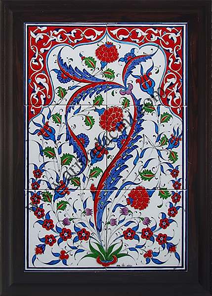 40x60 iznik Cini Tek Hancer Desenli El Dekoru 605 Kütahya çinileri el yapımı çini karo türk çini sanatı desenleri osmanlı motifleri türk hamamı çini pano banyo mutfak çiniler seramik otel ev cami metro dekorasyon mosque masjid hand made interior ceramic tiles decoration turkısh bath bathroom fiyatları satıcıları
